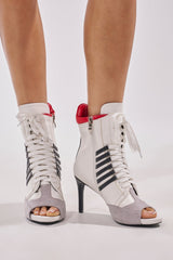 AZALEA WANG EOWYN WHITE MULTI OPEN TOE STILETTO BOOTIE