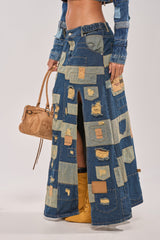 PATCH ME UP DENIM MAXI SKIRT