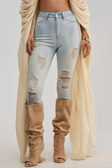 FLEX-FIT EXTREME STRETCH HIGH WAISTED DISTRESSED SKINNY JEANS