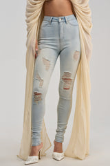 FLEX-FIT EXTREME STRETCH HIGH WAISTED DISTRESSED SKINNY JEANS