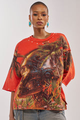 FIRST ROW LOST PARADISE RHINESTONE FRENCH TERRY TEE