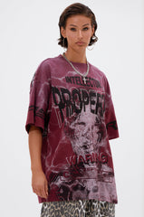 FIRST ROW INTELLECTUAL PROPERTY GRAPHIC TEE IN BURGUNDY