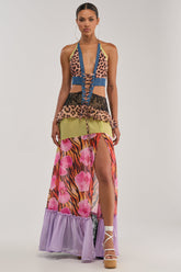 SUPER SWEET GIRL PATTERNED MAXI DRESS