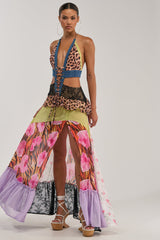 SUPER SWEET GIRL PATTERNED MAXI DRESS