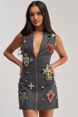 PRETTIEST PROBLEM SLEEVELESS PATCHWORK MINI DRESS