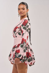 PAINTING THE ROSES RED BUBBLE MINI DRESS WITH CORSET