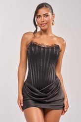 SPOIL ME LACE MINI DRESS IN BLACK