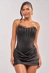 SPOIL ME LACE MINI DRESS IN BLACK