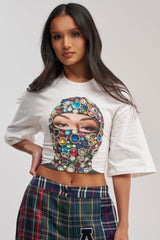 FACE CARD GRAPHIC CROPPED TEE