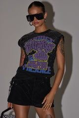 STAY PRESENT EMBELLISHED LACE UP TEE