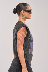 STAY PRESENT EMBELLISHED LACE UP TEE