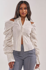 CRAZY IN LOVE WHITE BUTTON DOWN BLOUSE