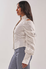 CRAZY IN LOVE WHITE BUTTON DOWN BLOUSE