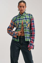 JUST FOR FUN PLAID EMBELLISHED BUTTON DOWN