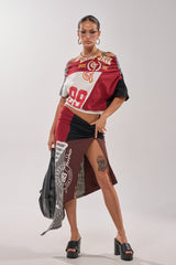 SCHOOL SPIRIT REWORKED MIDI SKIRT