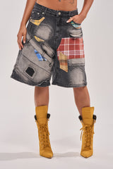 DREA MIXED PLAID BERMUDA SHORT