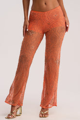 KATE EMBELLISHED MESH PANT IN ORANGE