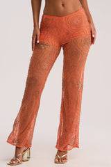KATE EMBELLISHED MESH PANT IN ORANGE