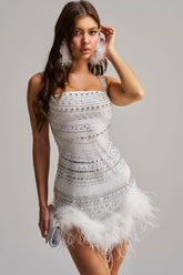 SHOWSTOPPER RHINESTONE MINI DRESS IN WHITE
