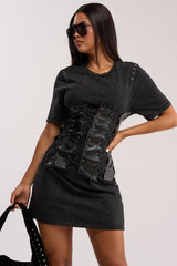 NO PLANS JUST VIBES LACE UP MINI DRESS