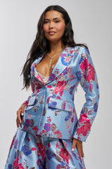 BUY MYSELF FLOWERS BROCADE BLAZER IN BLUE