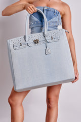 DENIM AND DIAMONDS OVERSIZED TOTE