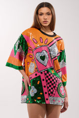 HOUSE OF HEARTS SEQUIN TSHIRT DRESS