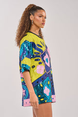 QUEEN OF HEARTS SEQUIN TSHIRT DRESS
