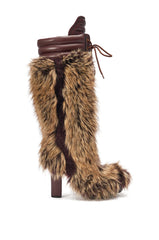 AZALEA WANG HEARTBEAT BROWN MULTI BLOCK FUR BOOT