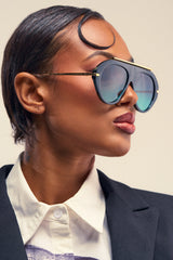 LUXE AIR SUNGLASSES IN BLACK BLUE