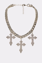 TRIPLE CROSS CHAIN NECKLACE
