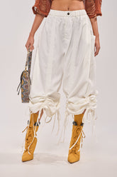 DRAMA RUCHED JOGGER IN WHITE