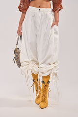 DRAMA RUCHED JOGGER IN WHITE
