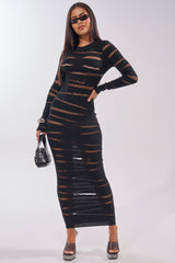 CUT IT OUT LONG SLEEVE KNIT MAXI DRESS