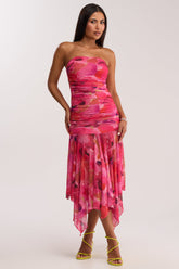 BRUNCH DATE MESH MIDI DRESS IN PINK MULTI