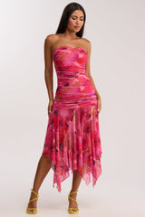 BRUNCH DATE MESH MIDI DRESS IN PINK MULTI