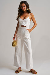 CITY LIGHTS SLEEVELESS JUMPSUIT IN WHITE POPLIN