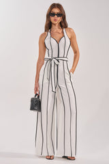 SUMMER SERENADE STRIPE HALTER JUMPSUIT