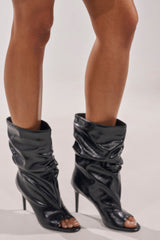 AZALEA WANG IONE BLACK PU BOOTIE STILETTO