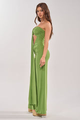 PICK ME UP STRAPLESS JUMPSUIT IN GREEN