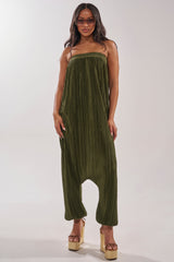 FROM THE CITY DROP CROTCH JUMPSUIT IN OLIVE