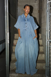 GINA DENIM RHINESTONE JUMPSUIT