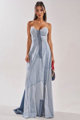IT'S BRITNEY PATCHWORK DENIM MAXI DRESS