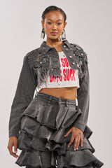 CAN'T COMPUTE ULTRA CROPPED DENIM JACKET