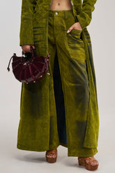 VALERIE VELVET EFFECT PANT IN GREEN