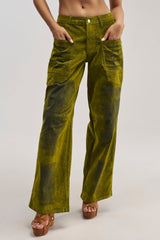 VALERIE VELVET EFFECT PANT IN GREEN