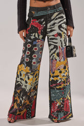 SOMETHING DIFFERENT PRINTED BLACK WASH JEANS
