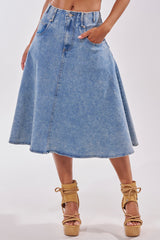 BRITNEY MIDI DENIM SKIRT