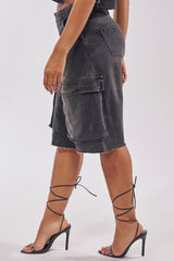 LANA DENIM JORT IN BLACK WASH DENIM