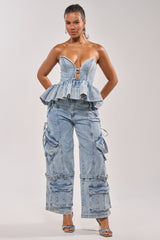 KARA DENIM CARGO PANT